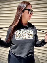 Load image into Gallery viewer, Leopard Vet Cropped Hoodie
